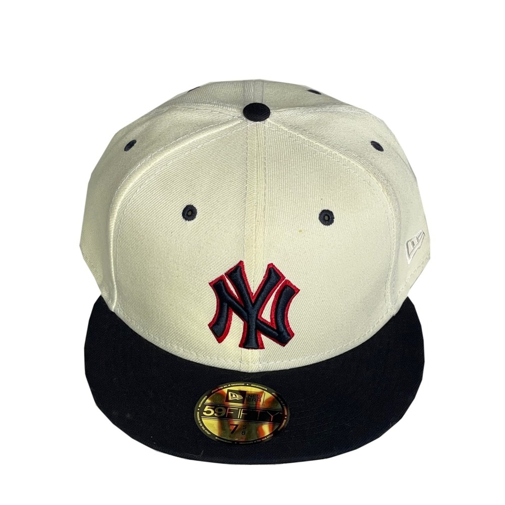 NY Yankees Patriot Fitted 7 5/8 New Era 59FIFTY Hat New Cream Red Navy Black UV